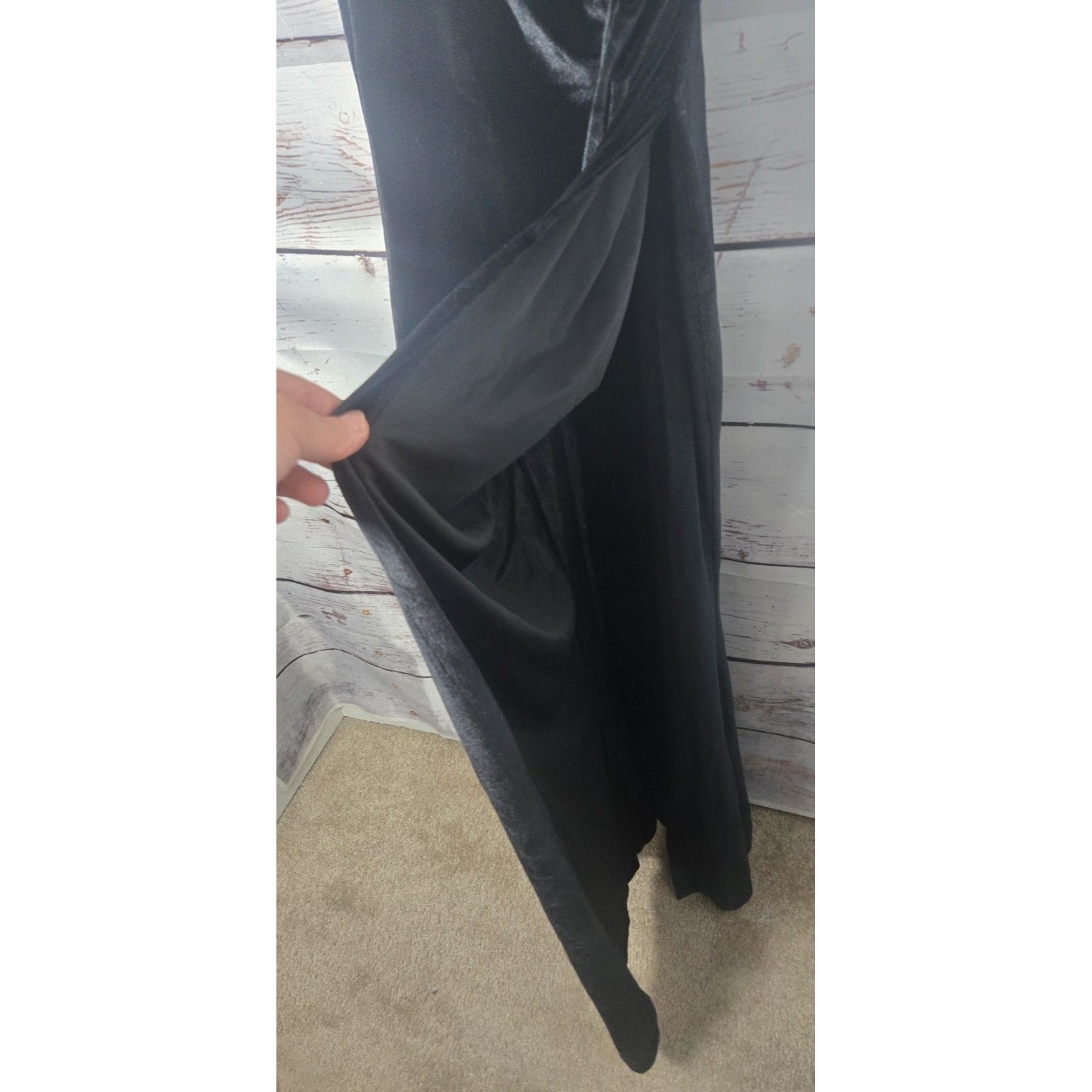 House Of Chic Womens Dress 2xl Black Velvet Off Shoulder Bodycon Side Slit — image 3 of 8